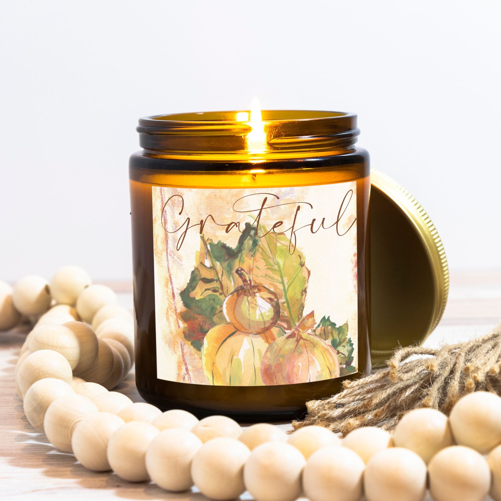 Soy Wax Hand-Poured Thanksgiving Grateful Fall Candle (9 oz)