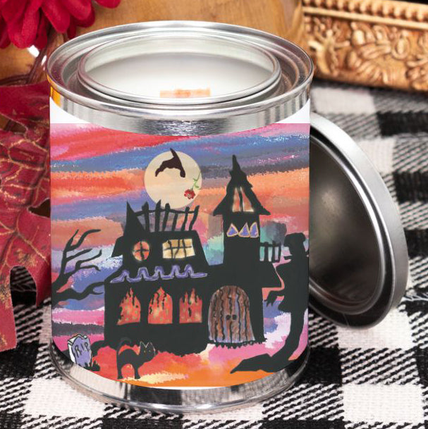 Spooky Haunted House Candle Paint Can 8oz
