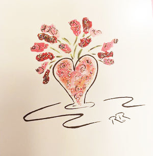 Blank Heart Vase Greeting Card