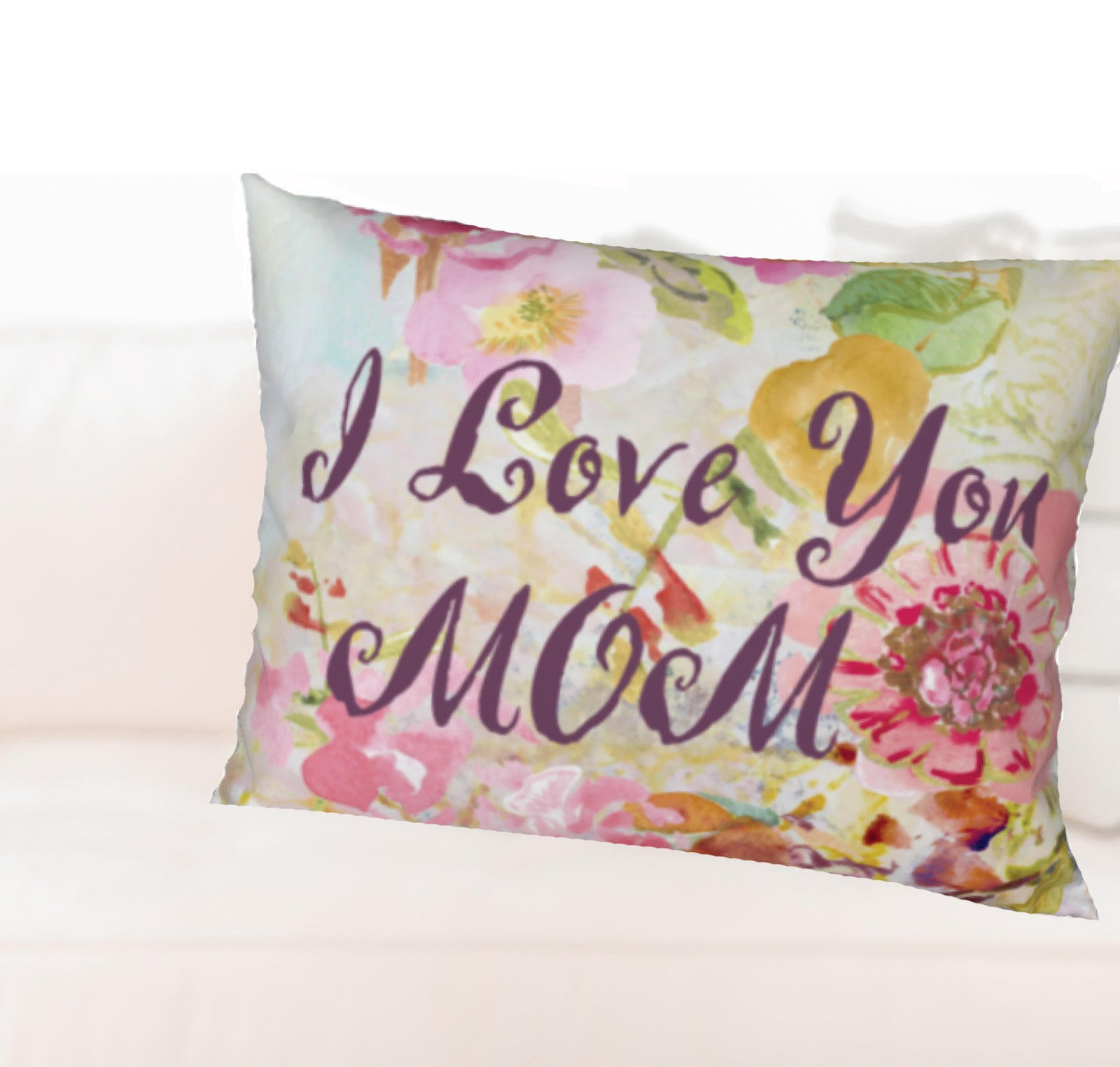 Pillow Cover - I Love You Mom - 26" X 20" Rectangle Pillow Cover