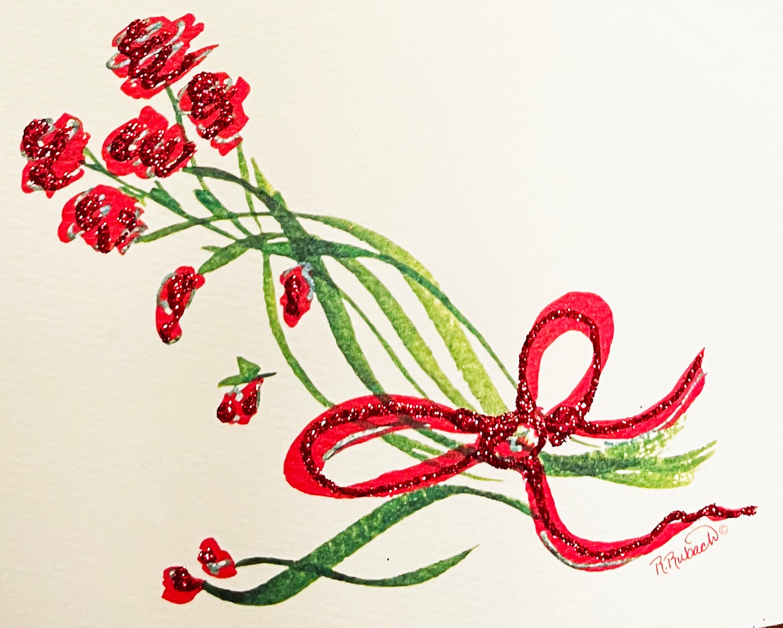 Red Roses Hand-Glittered Note Card Sets