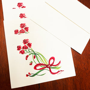 Red Roses Hand-Glittered Note Card Sets