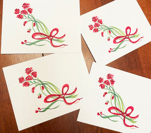 Red Roses Hand-Glittered Note Card Sets