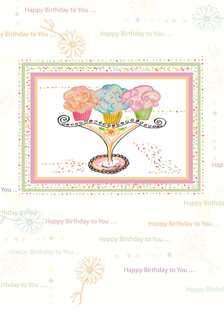 Three Cupcakes Happy Birthday Card - Dreams After All