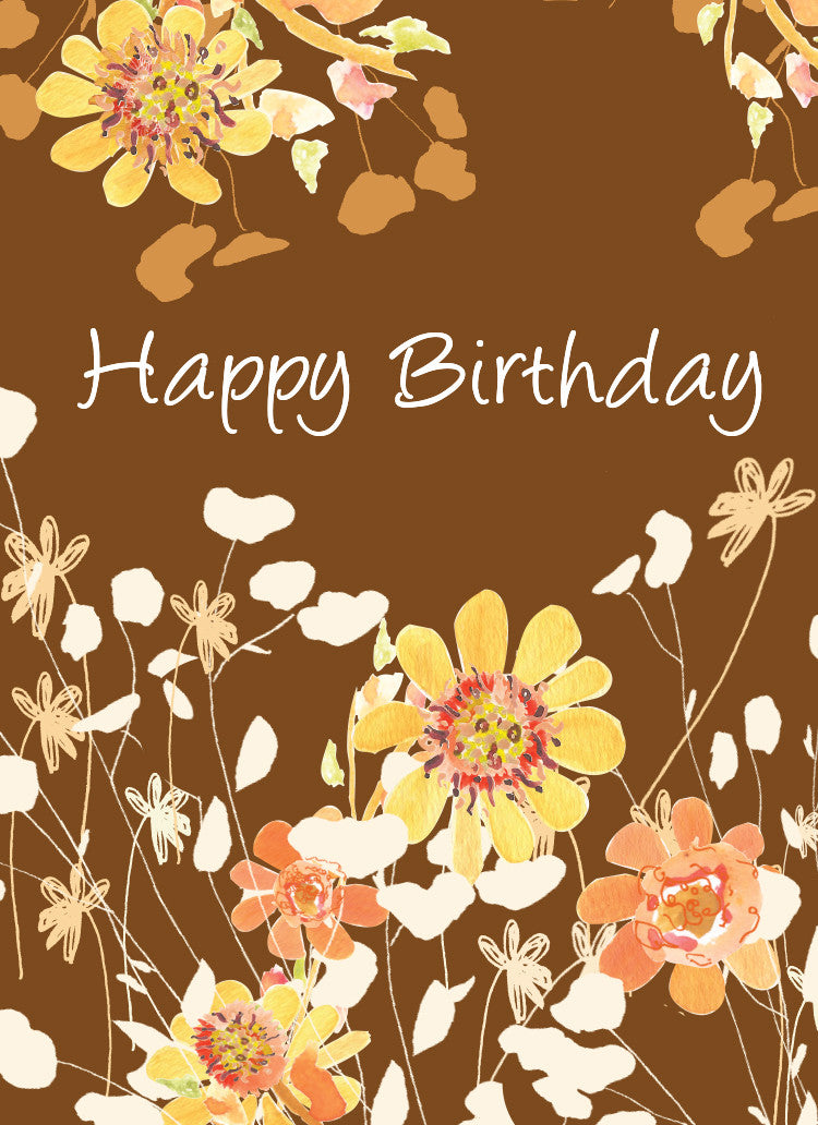 Brown Tall Flowers Birthday Card - Dreams After All