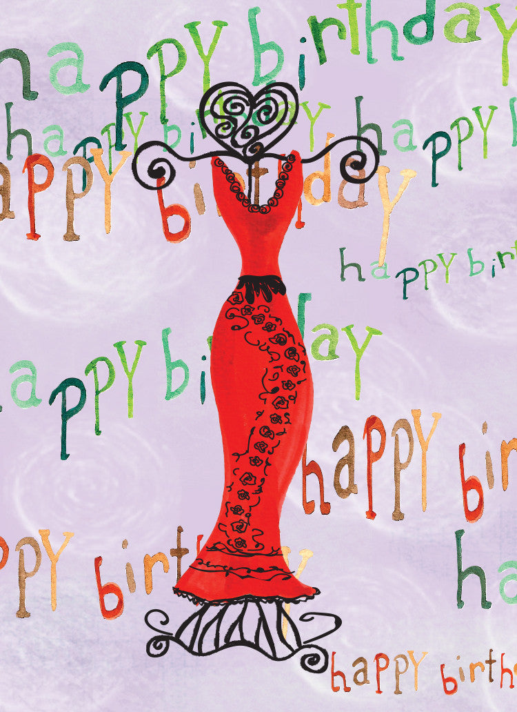 Red Dress Happy Birthday Card