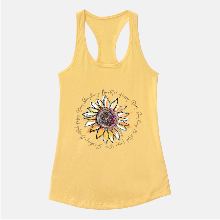 Sunflower Happy Day Inspire Banana Cream Racerback Tank - Dreams After All