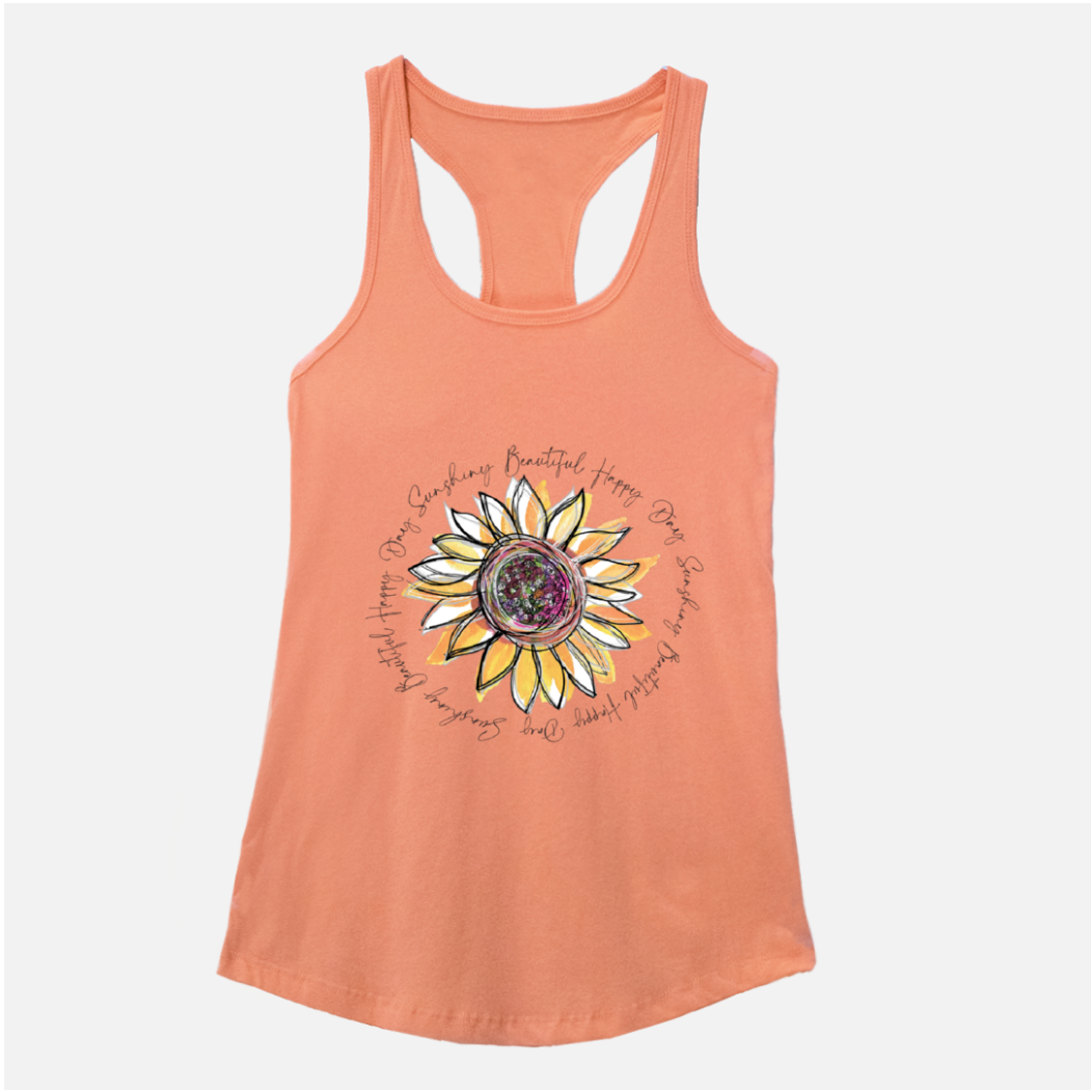 Sunflower Happy Day Inspire Light Orange Racerback Tank - Dreams After All
