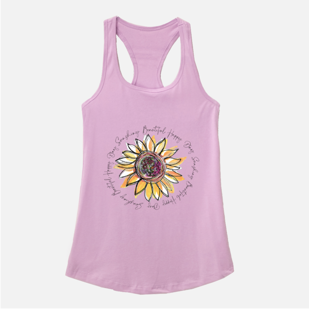 Sunflower Happy Day Inspire Lilac Racerback Tank - Dreams After All