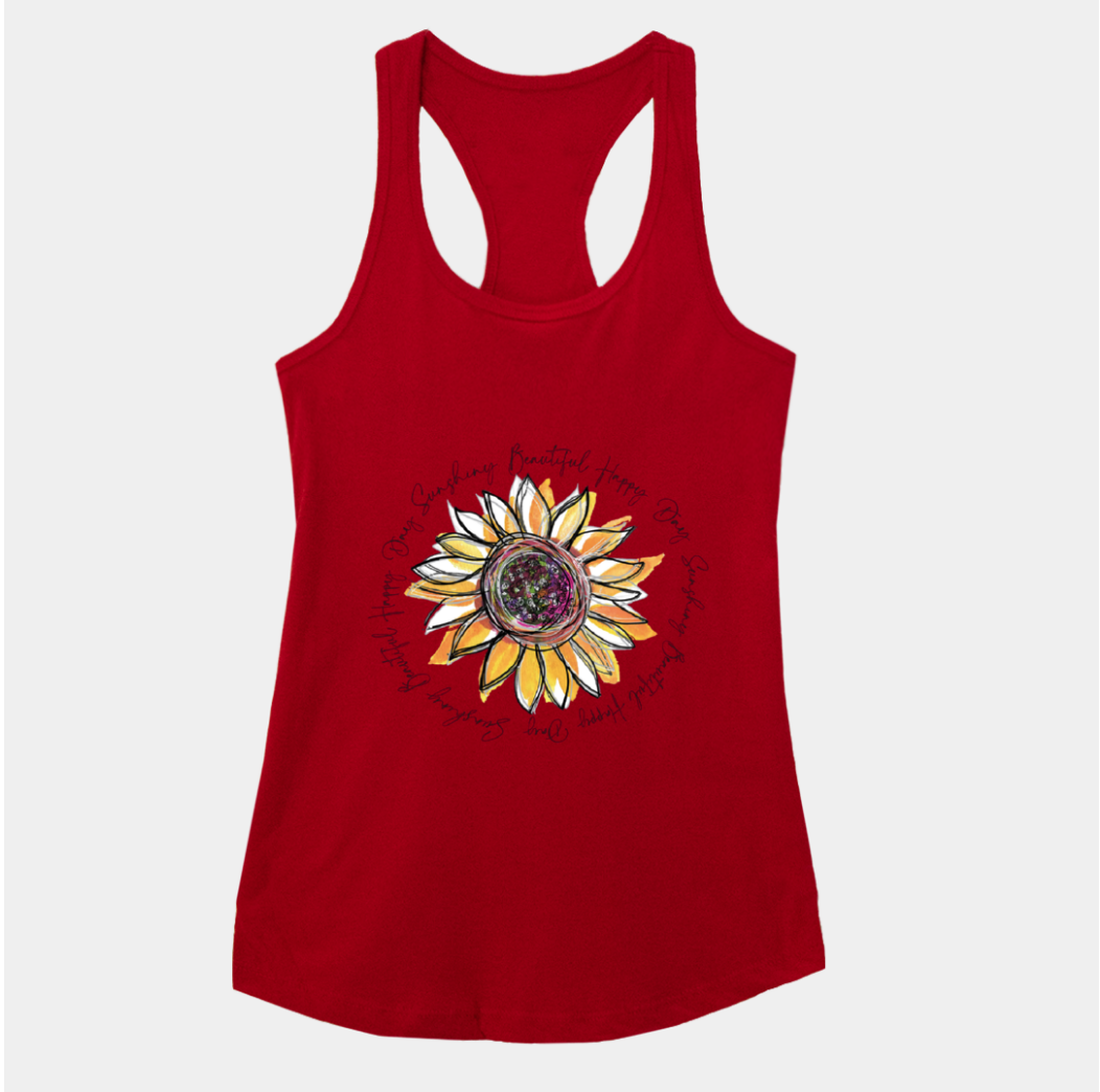 Sunflower Happy Day Inspire Red Racerback Tank - Dreams After All
