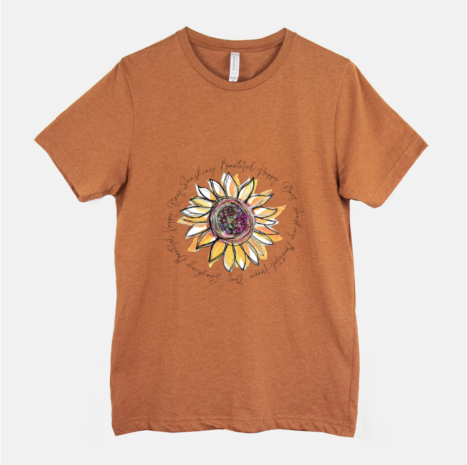 Sunflower Happy Day Inspire Heather Autumn Short Sleeved T-Shirt (Unisex) - Dreams After All