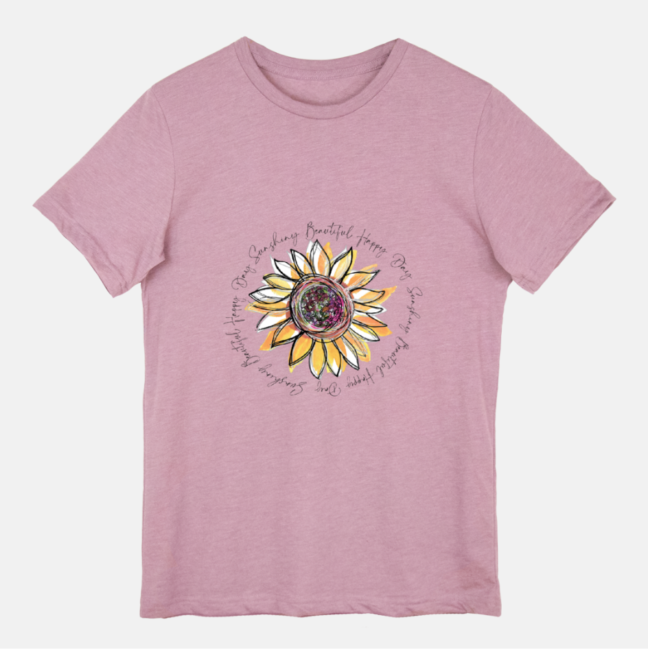 Sunflower Happy Day Heather Orchid Short Sleeved T-Shirt (Unisex) - Dreams After All