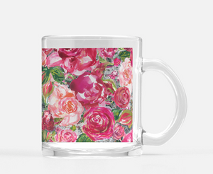 Love and Roses Glass Mug 10 oz