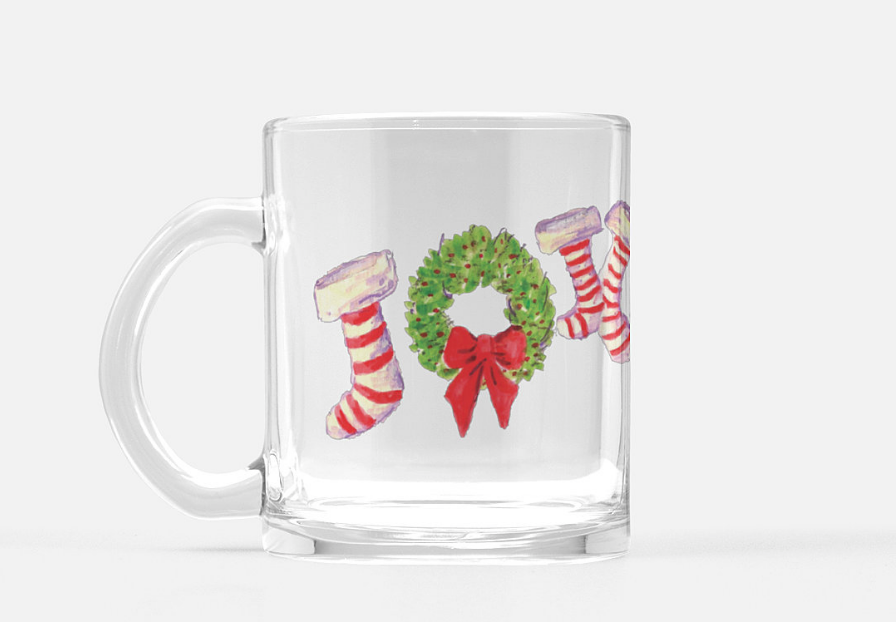 Mug Joy Stockings Christmas Holiday Glass Mug 10 oz. - Dreams After All