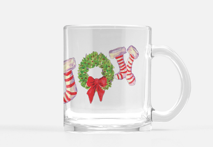 Mug Joy Stockings Christmas Holiday Glass Mug 10 oz. - Dreams After All