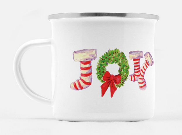 Stainless Steel Mug with Lid - Joy Stockings -  10 Ounces