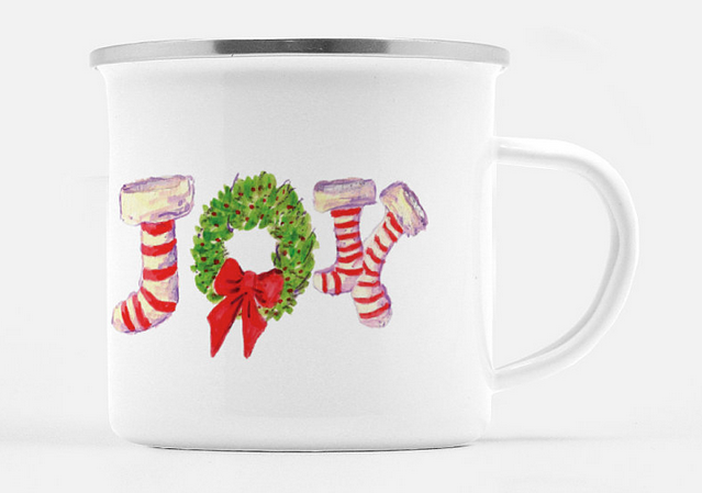 Stainless Steel Mug with Lid - Joy Stockings -  10 Ounces
