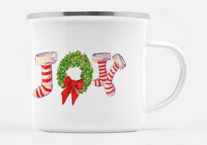 Stainless Steel Mug with Lid - Joy Stockings -  10 Ounces