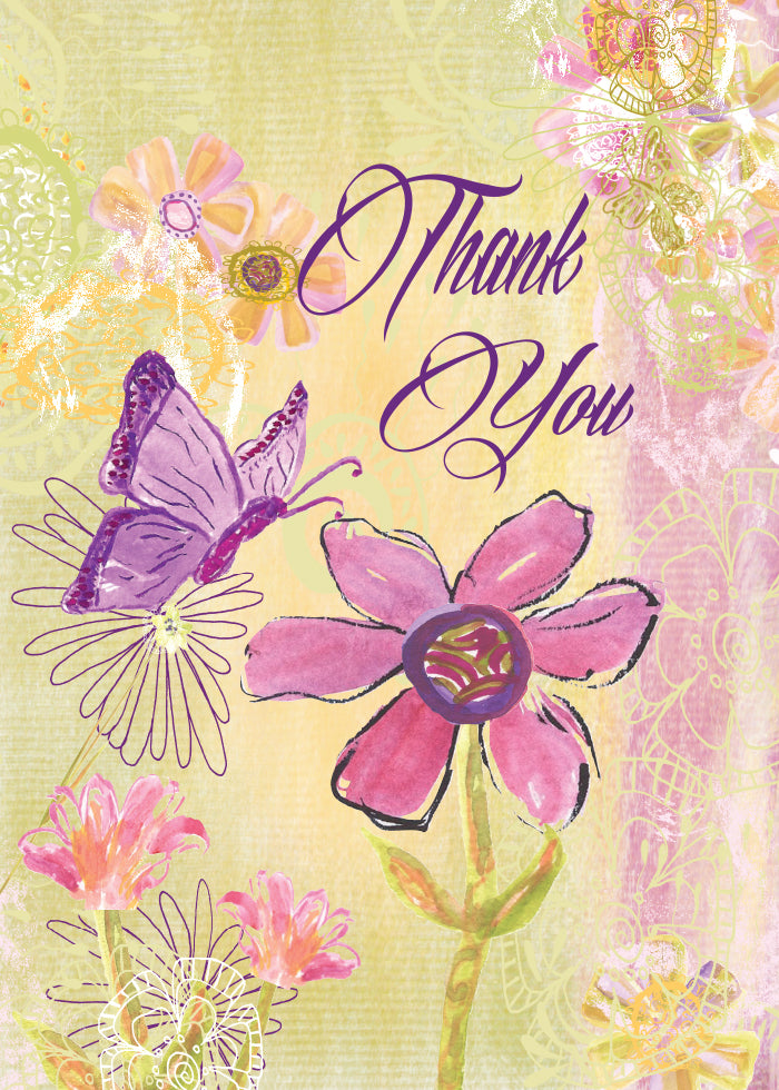 Thank You Olive Purple Butterfly Greeting Card - Dreams After All