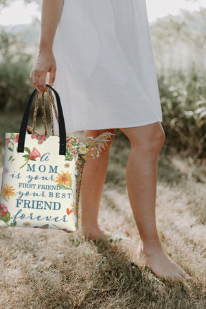 Tote Bag Mom Is Your Best Friend Vegan Leather Strap