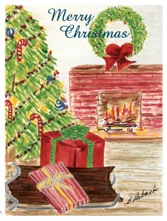 6 CARDS - Mom's Christmas Tree Greeting Cards - Glittered in Red and Gold - Dreams After All