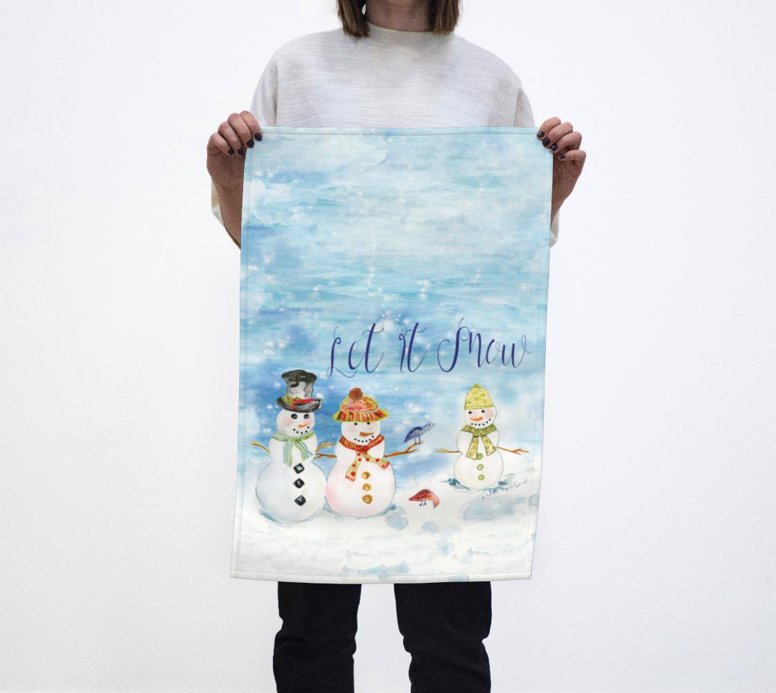 Let It Snow Snowman Family Tea Towel