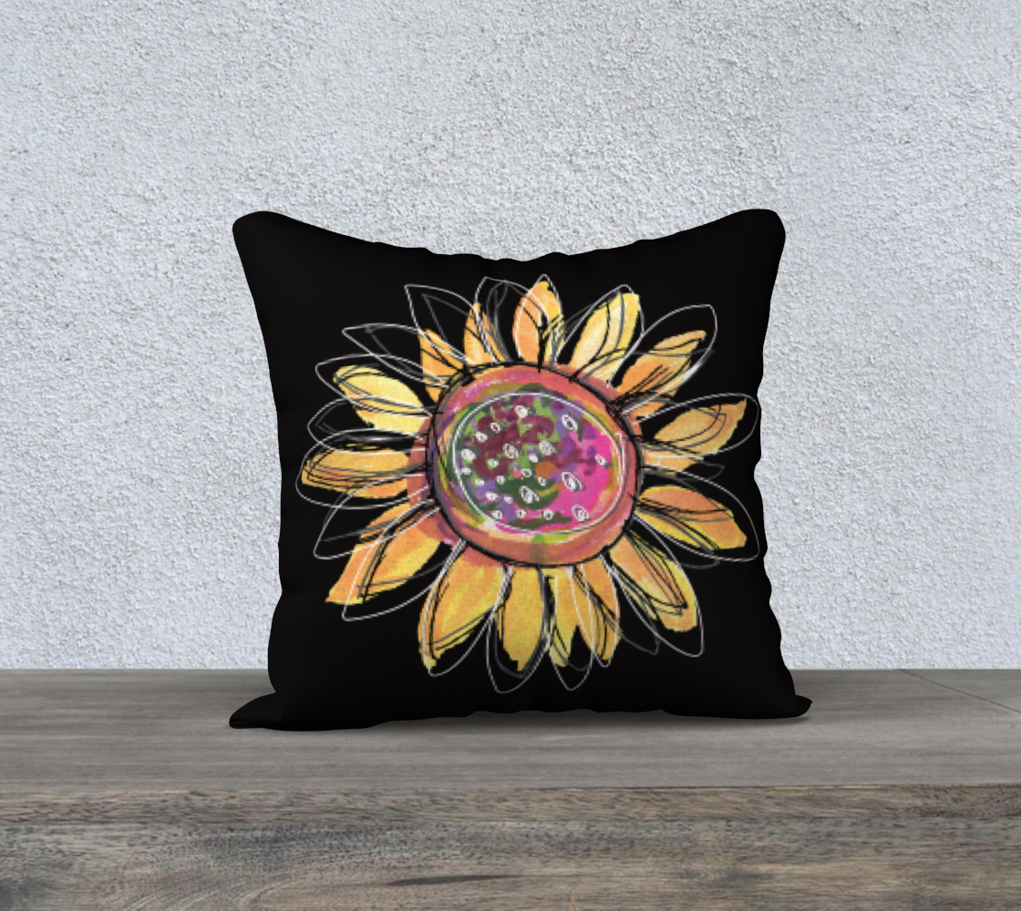 Sunflower Black 18" X 18" Pillow Cover