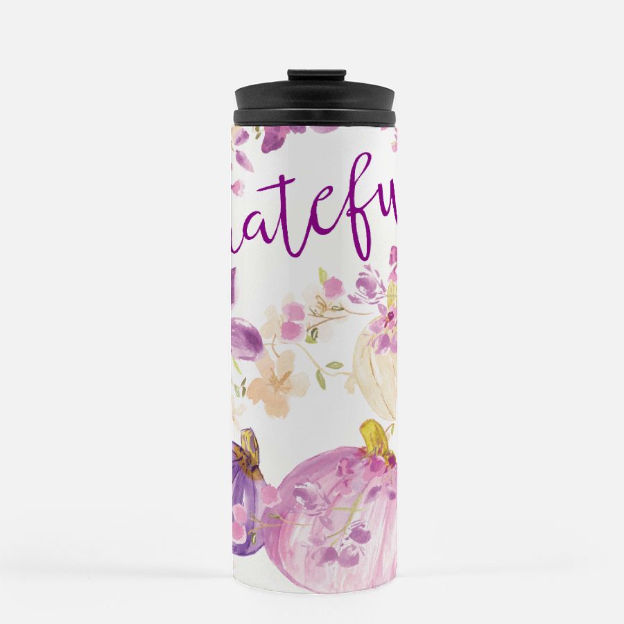 Gratitude Purple Pumpkins Thermal Tumbler 16 oz.