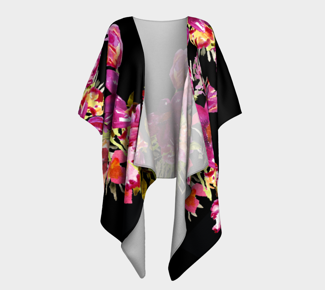 Renée Black Draped Kimono in a Silky Knit