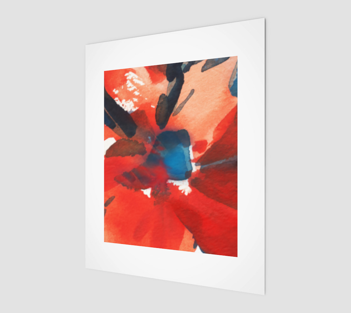 Fine Art Print 8" X 10" Red White Blue/Red Flower