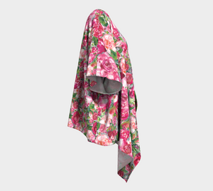 Love and Roses Draped Kimono in a Silky Knit Fabric