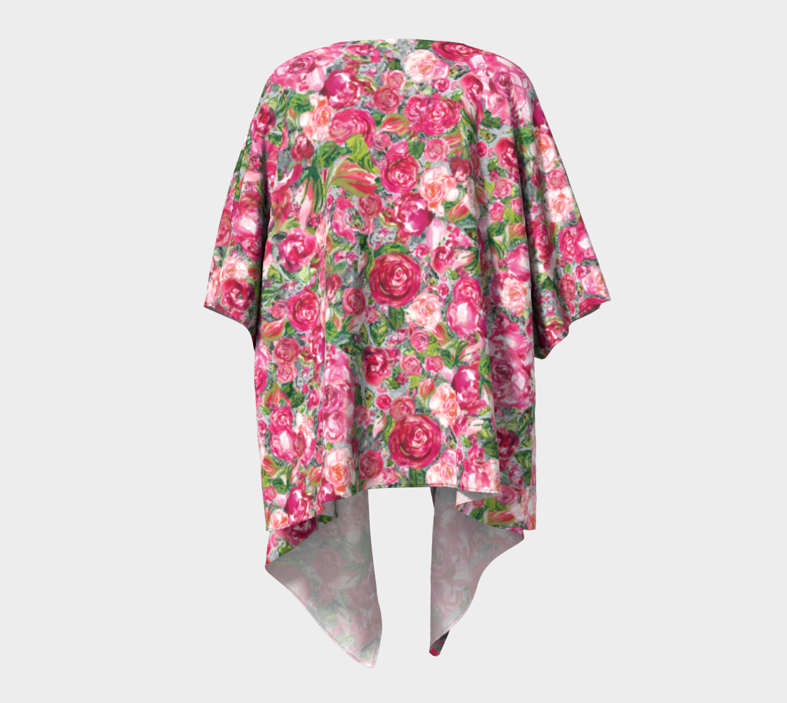 Love and Roses Draped Kimono in a Silky Knit Fabric