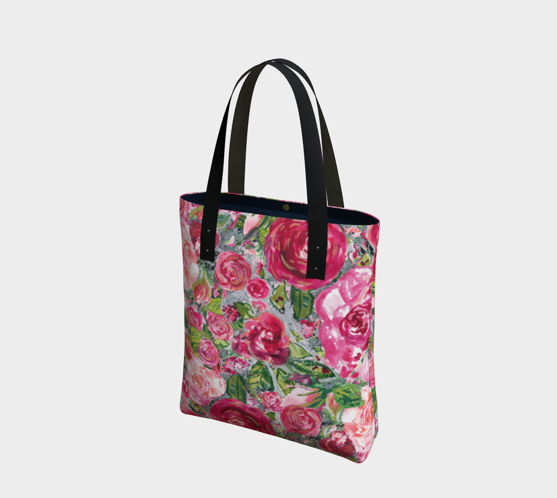 Love and Roses Urban Tote Bag with Vegan Leather