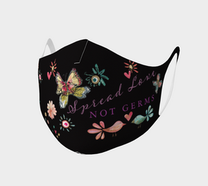 Spread Love Mask in Black with Purple Words
