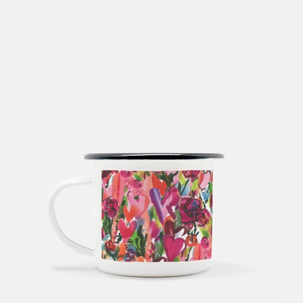Hearts on Fire Camp Mug 10 oz. (Black Rim)