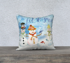 Snowman Family Let It Snow Square Pillow