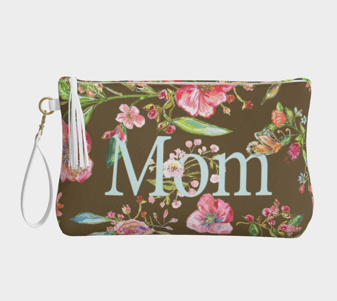 Vegan Leather Makeup Bag - Mom Brown