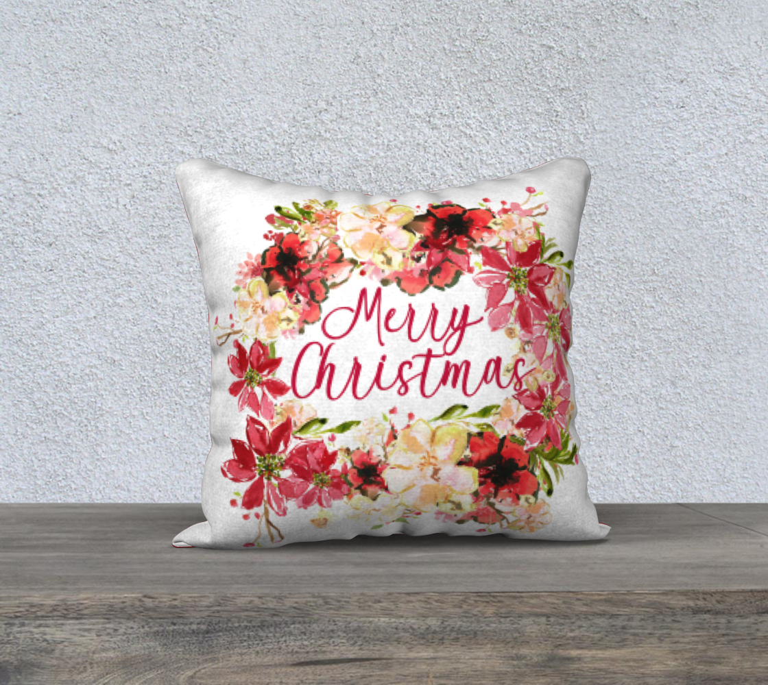 Merry Christmas 18” X 18” Chantal Wreath Pillow Cover