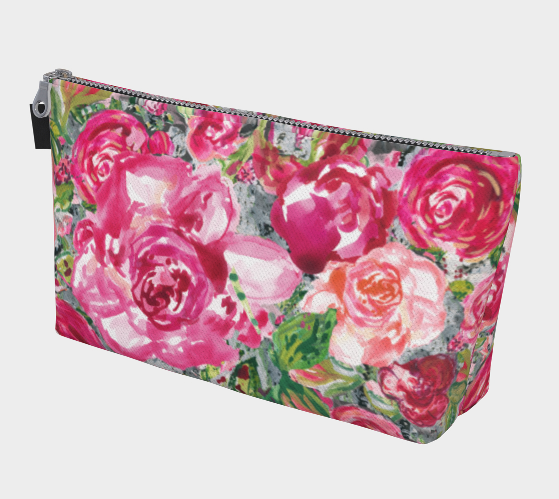 Pencil Case Pink Floral Makeup Bag 